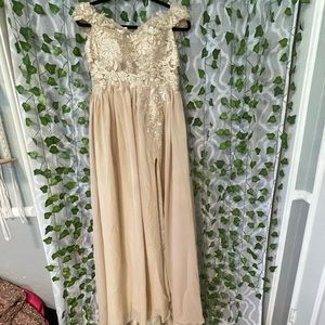 Beige floral lace dress